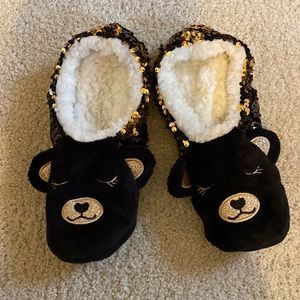 Bear sparkle house slippers. Never worn tags removed. Fits girls and women